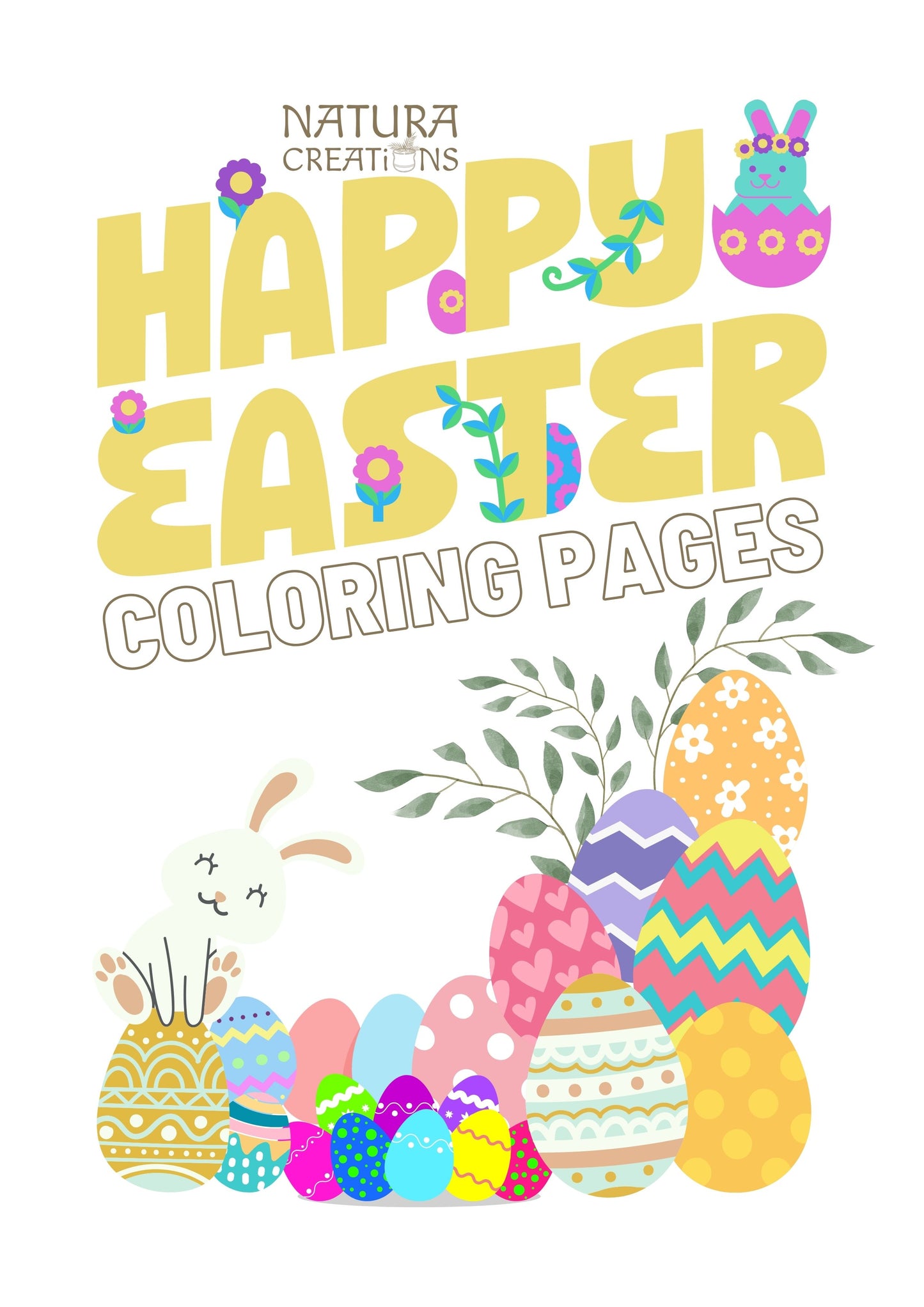 Happy Easter Coloring Pages ⪼ Instant PDF Download