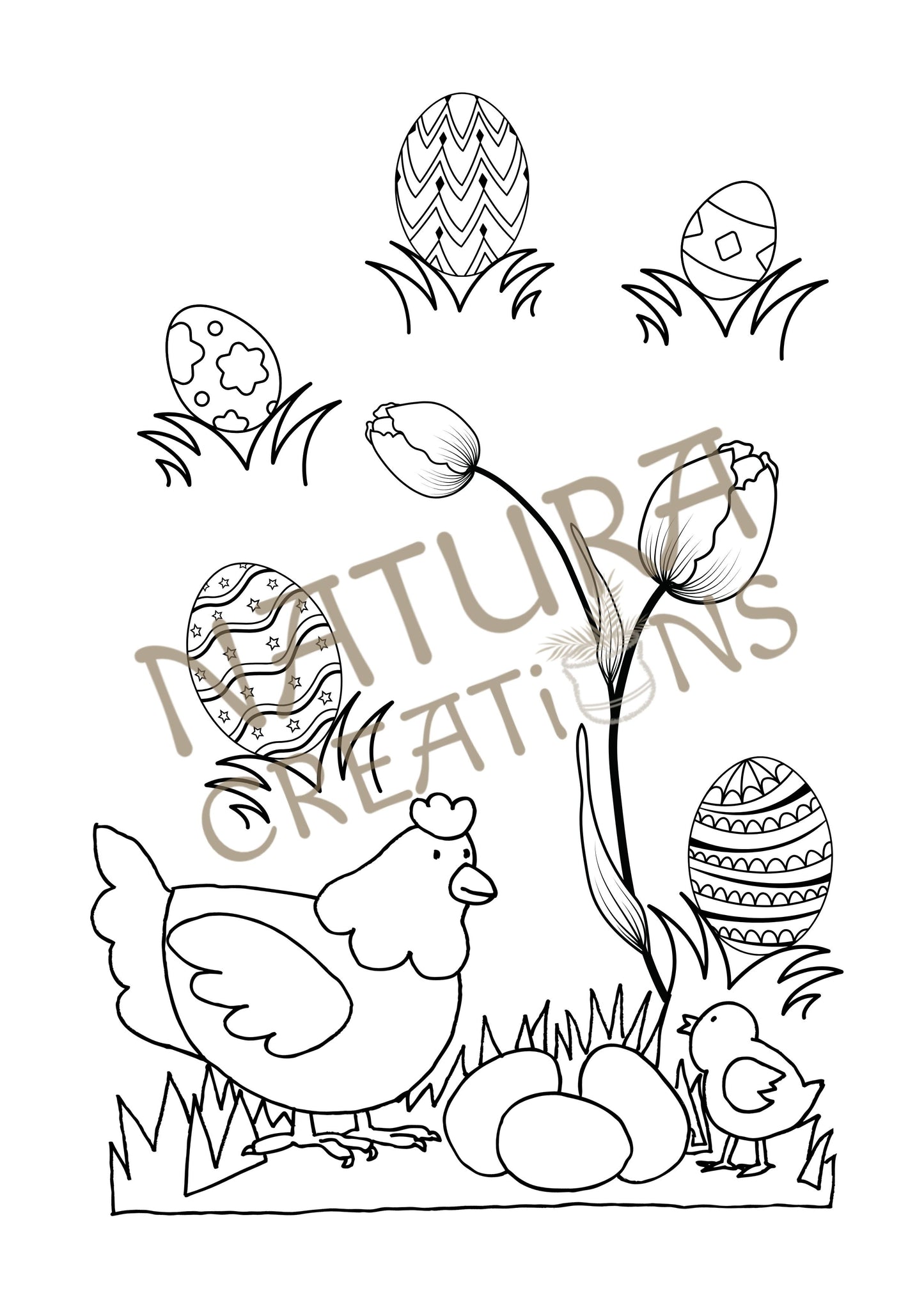 Happy Easter Coloring Pages ⪼ Instant PDF Download