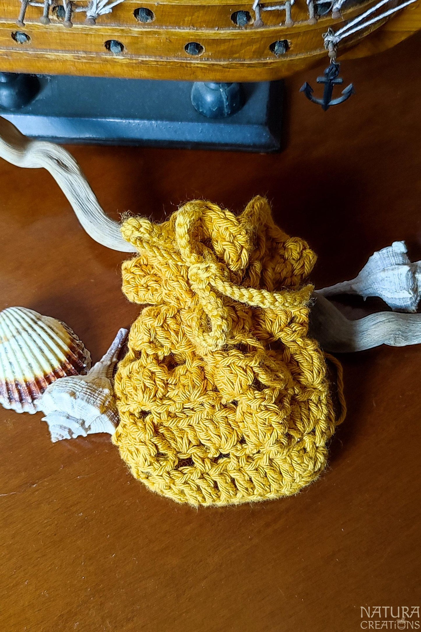 Ocean Bag ~ Little Crochet Bag ~ Jewelry Bag ~ Gemstone Bag ~ Soap Bag