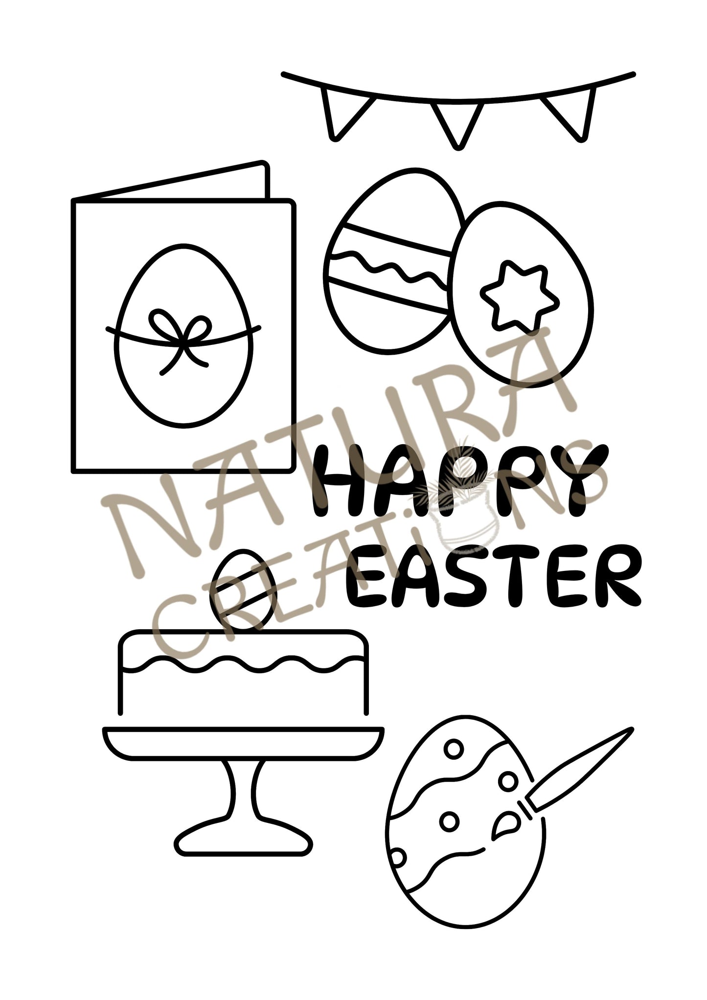 Happy Easter Coloring Pages ⪼ Instant PDF Download
