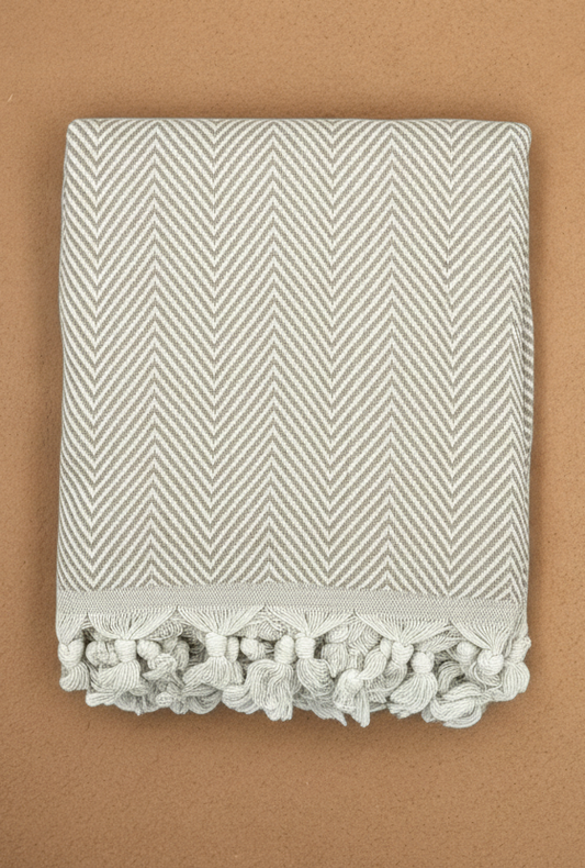 Tagesdecke | Bettüberwurf | Sofaüberwurf | 150 x 200 cm | 100% Baumwolle | Beige