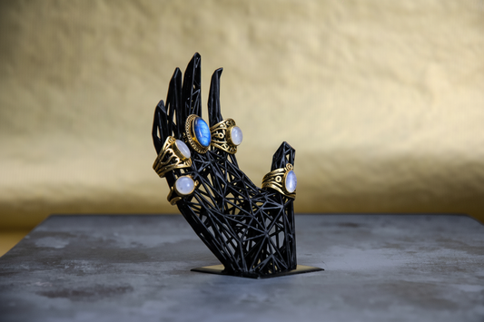 Resin Ring Holder – Black Jewelry Display for Modern Bathroom Decor