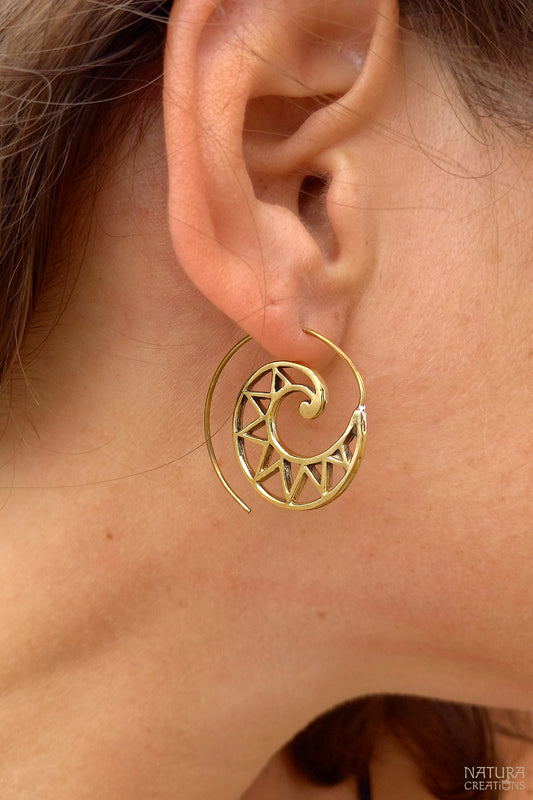Spiral Sun Earrings ⪼ Handmade Brass Earrings