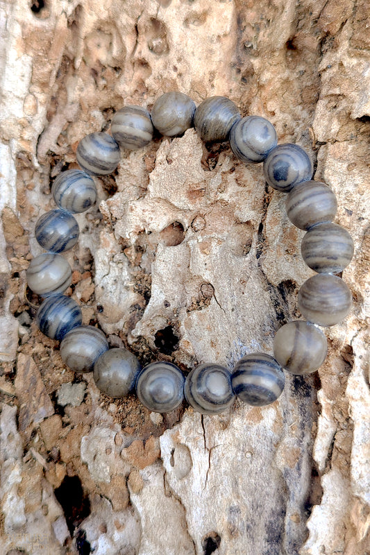 Dark Grey Jasper Beaded Bracelet
