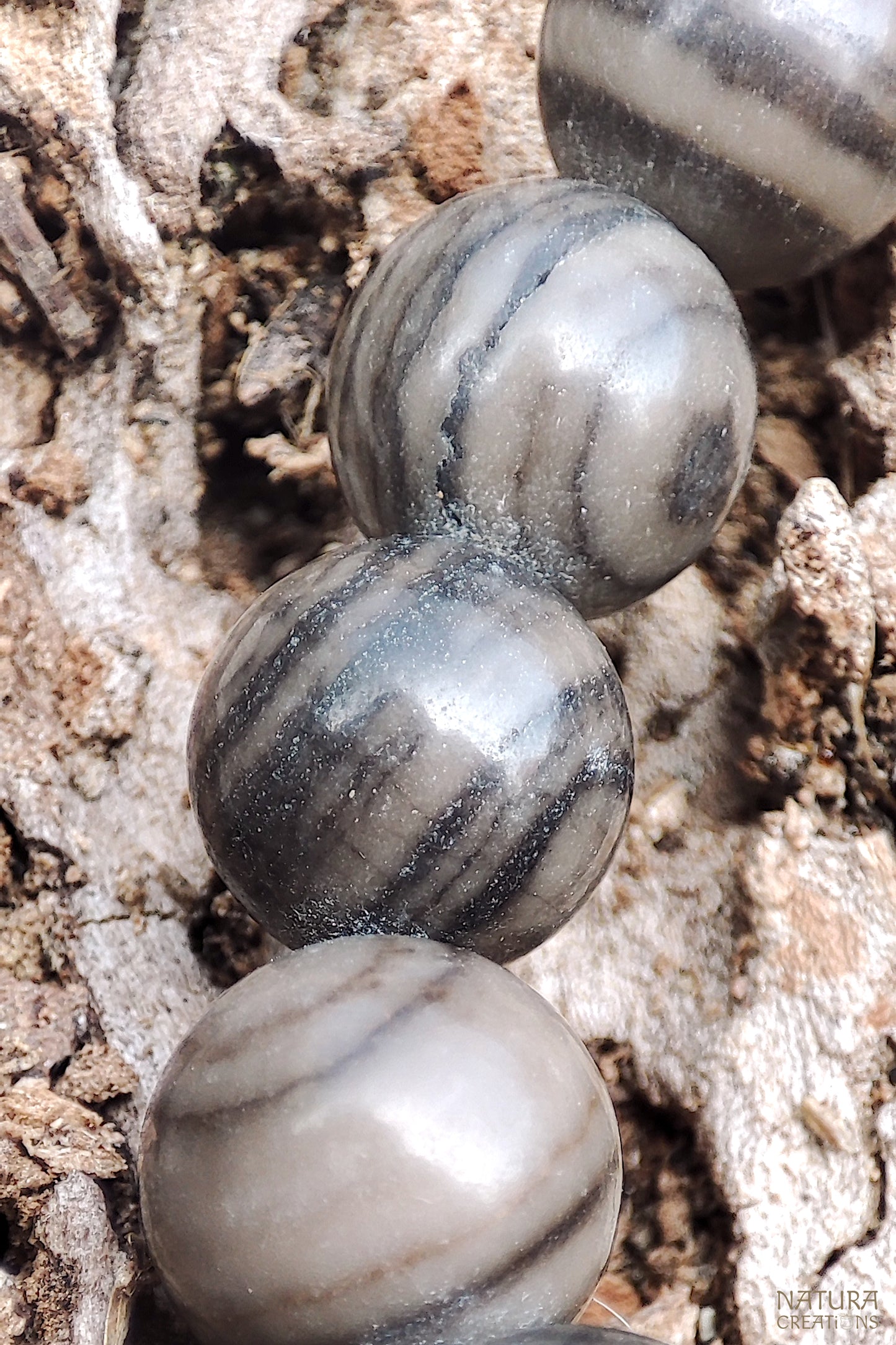 Dark Grey Jasper Beaded Bracelet