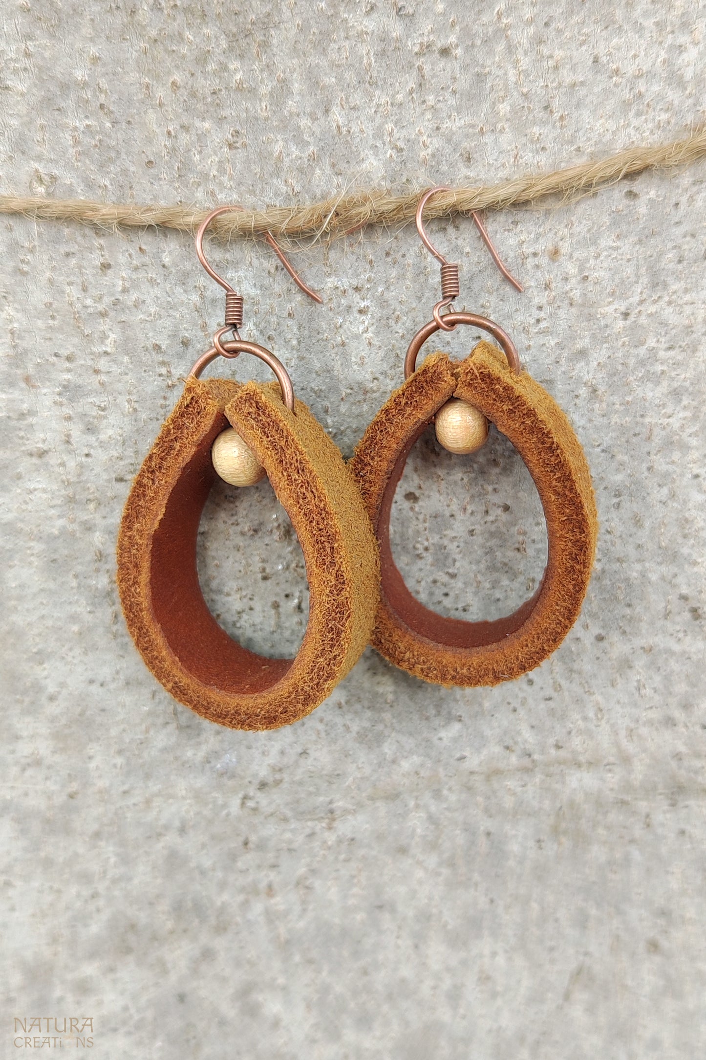 Natural Drop Leather Earrings