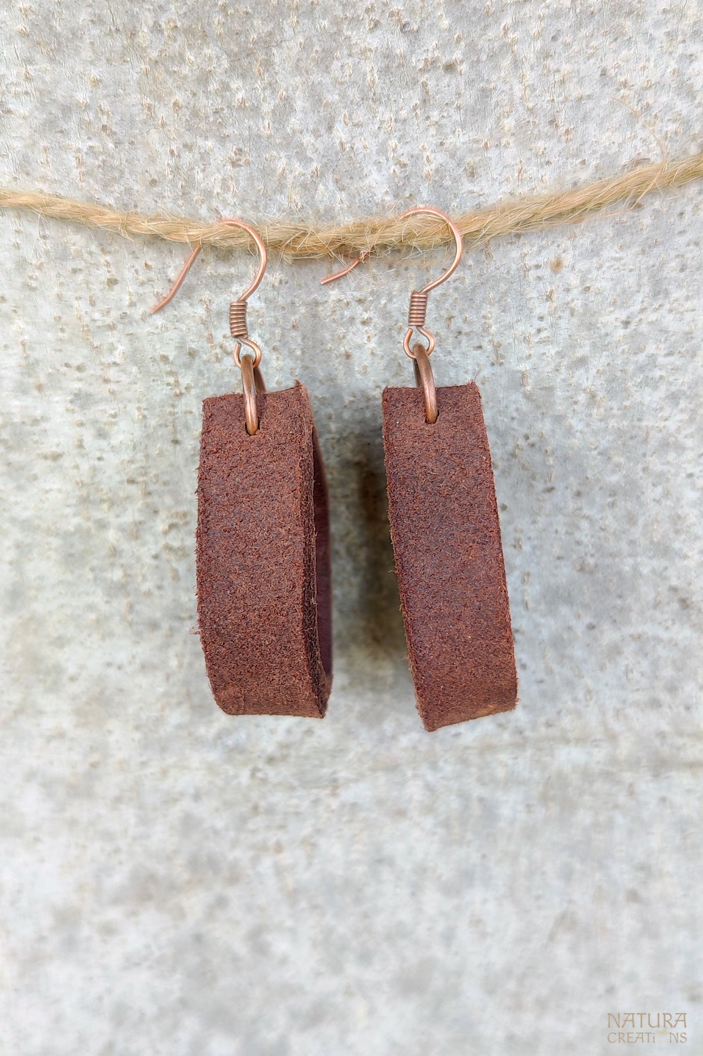 Natural Drop Leather Earrings