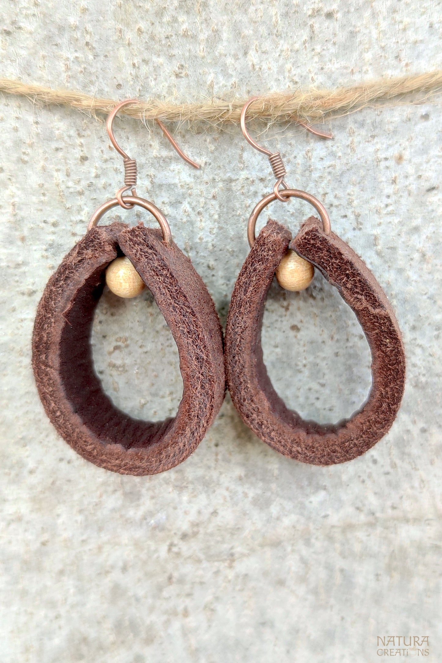 Natural Drop Leather Earrings