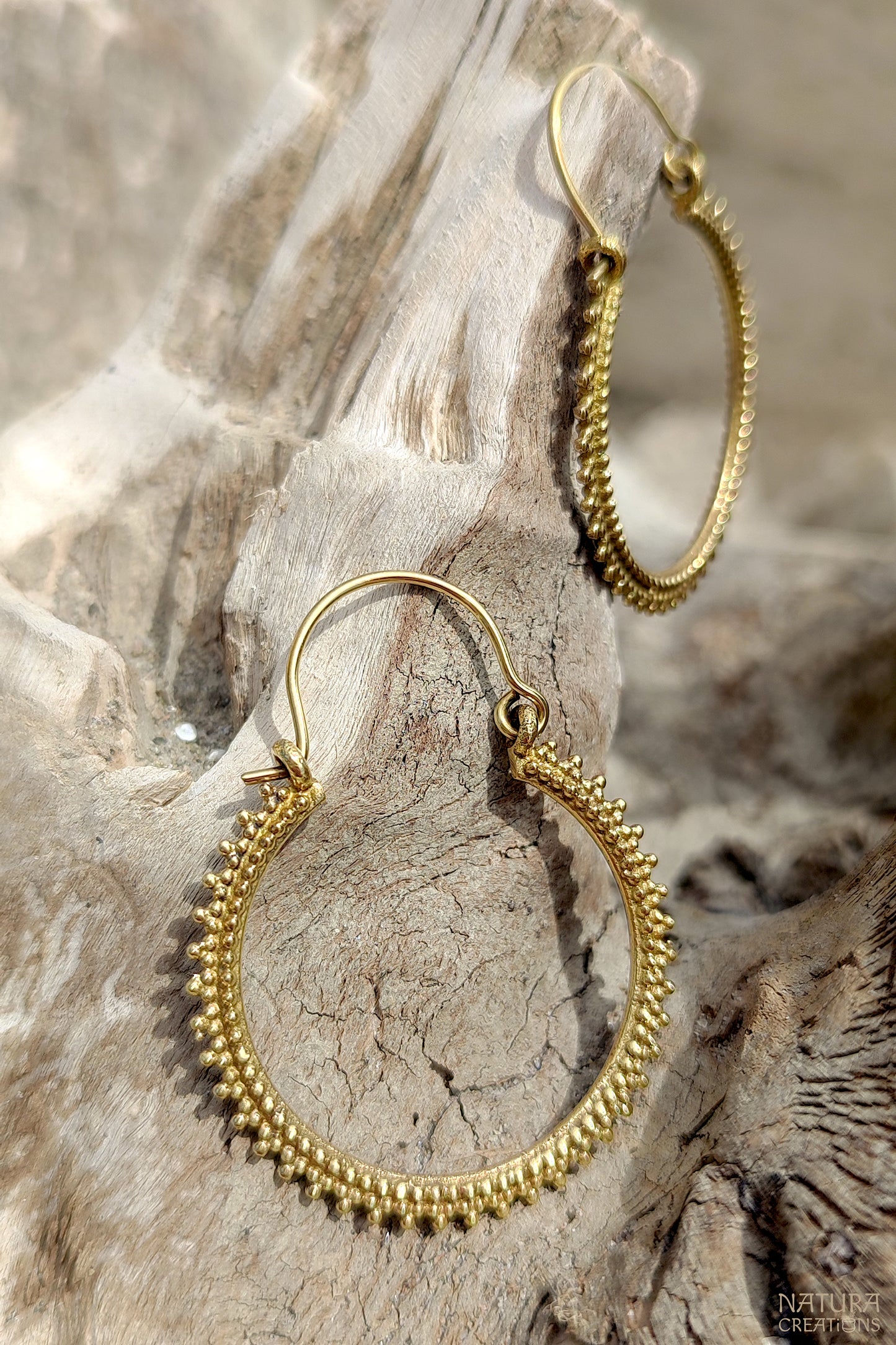 Tribal Hoop Earrings ⪼ Handmade Brass Earrings
