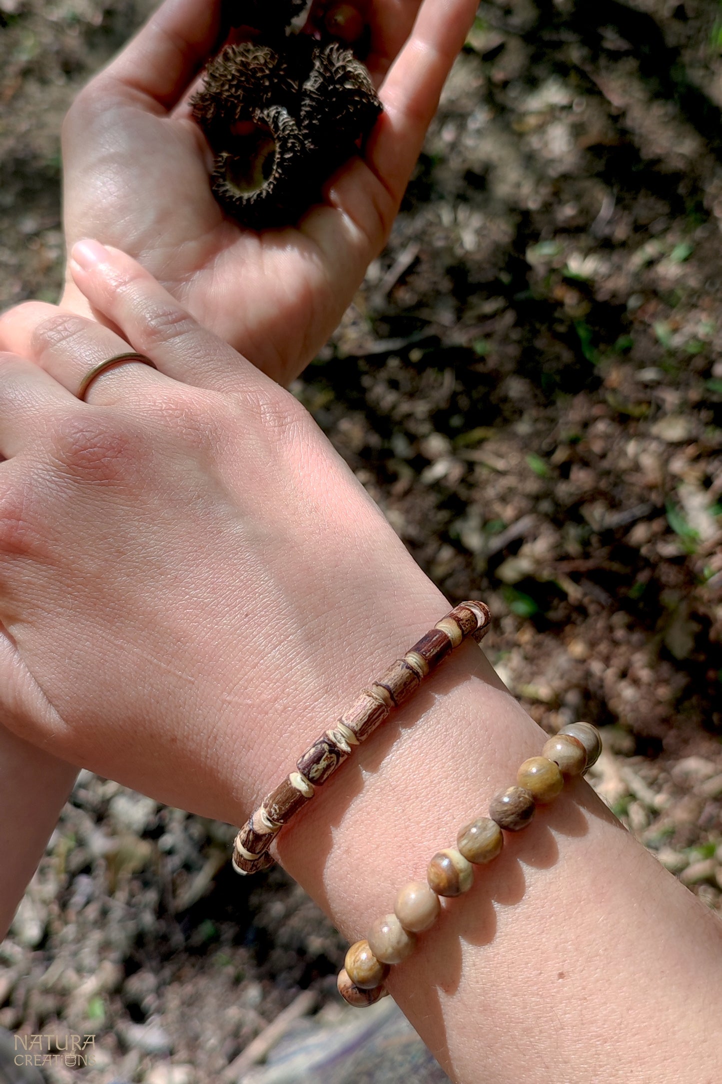 Beige Jasper Beaded Bracelet