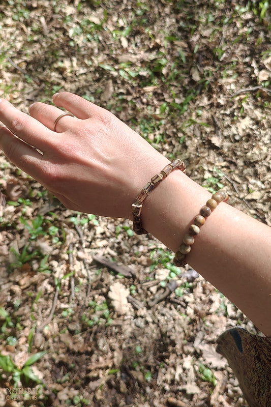 Beige Jasper Beaded Bracelet