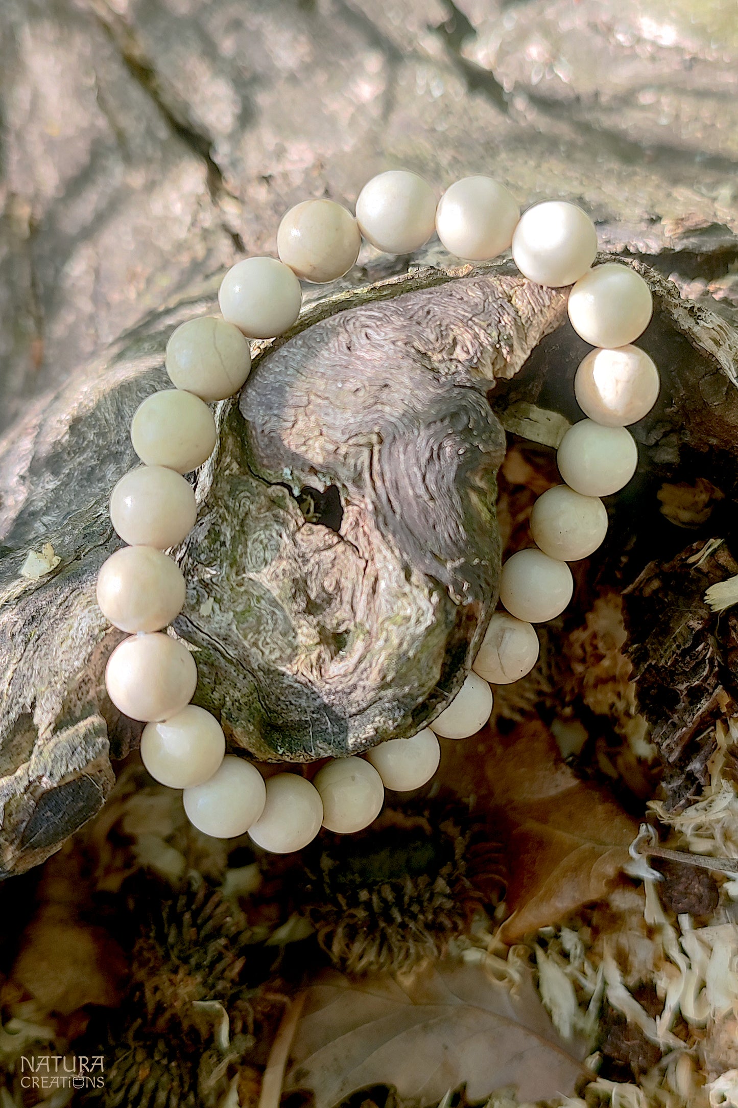 Light Beige Jasper Beaded Bracelet