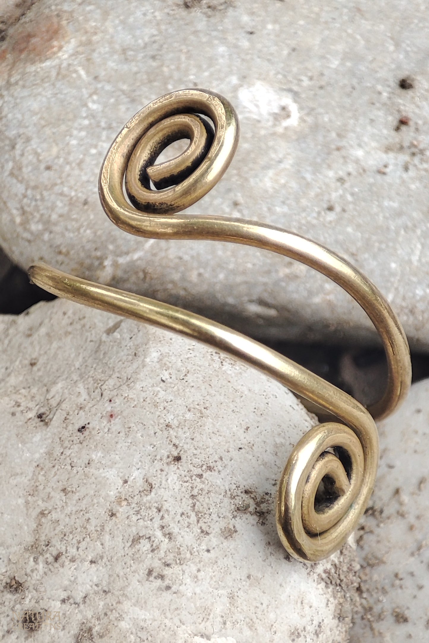 Spiral Brass Ring ꩜ Handmade Finger or Toe Ring