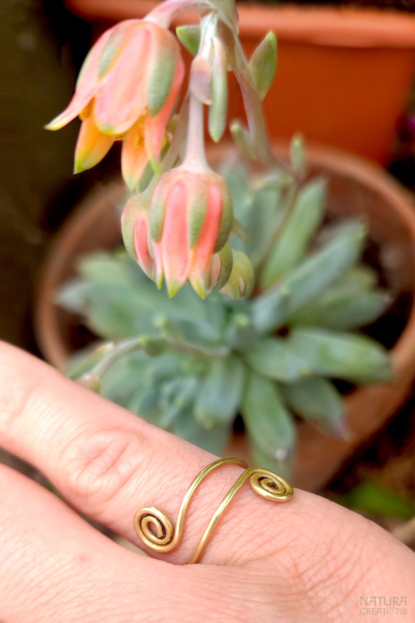 Spiral Brass Ring ꩜ Handmade Finger or Toe Ring
