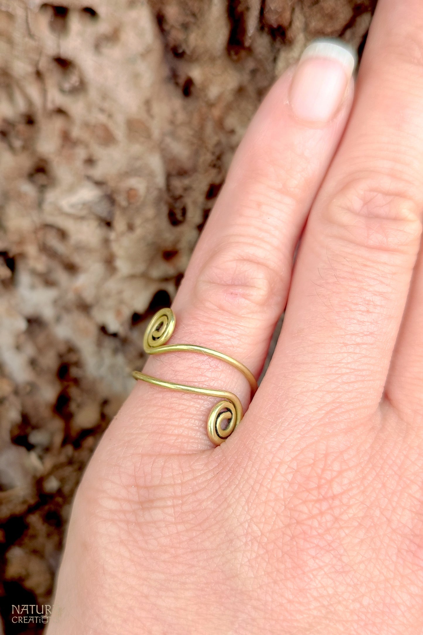 Spiral Brass Ring ꩜ Handmade Finger or Toe Ring