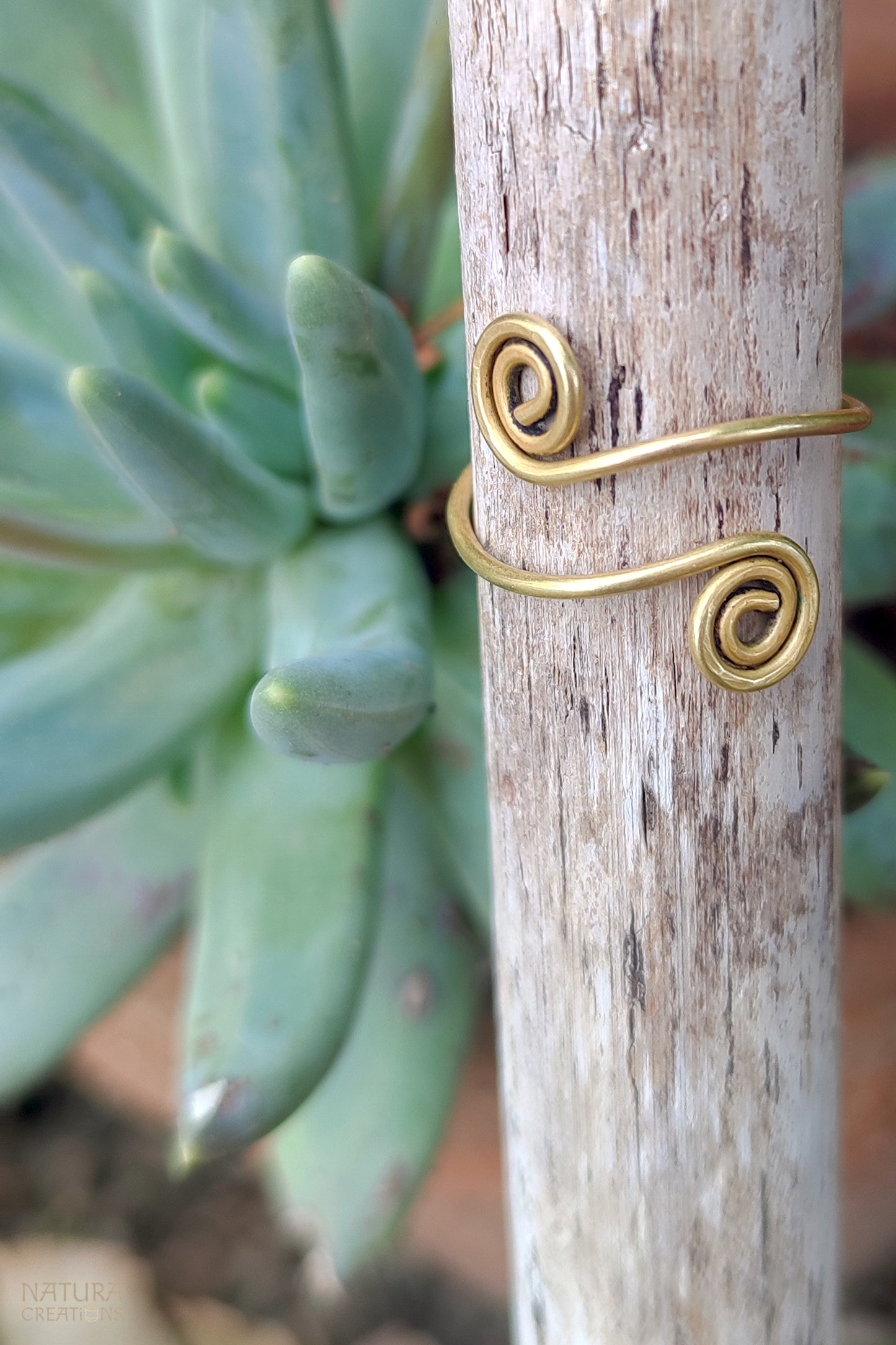 Spiral Brass Ring ꩜ Handmade Finger or Toe Ring