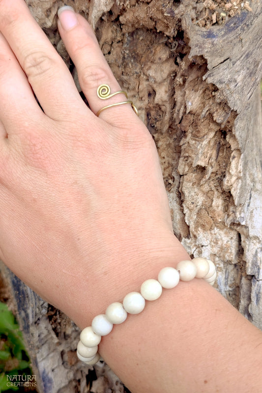Light Beige Jasper Beaded Bracelet