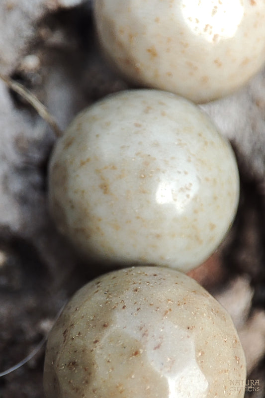 Beige Jasper Beaded Bracelet ⪼ Honeycomb Cut