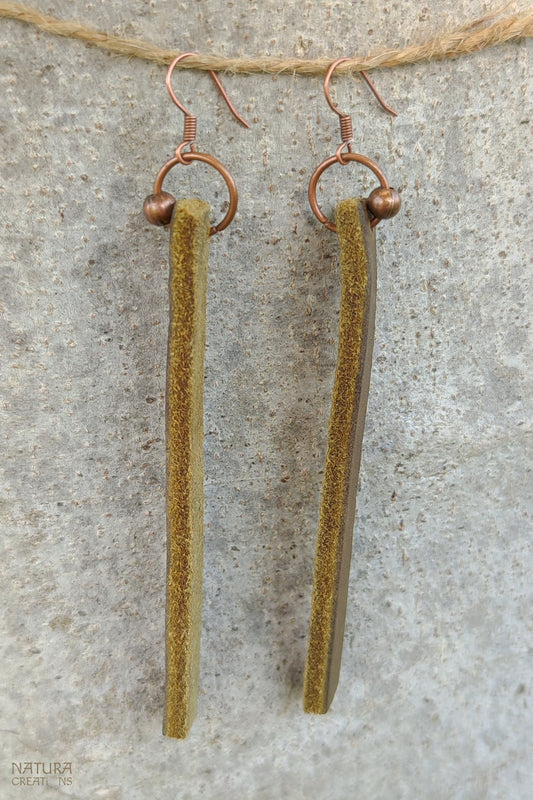 Long Handcrafted Leather Bar Earrings