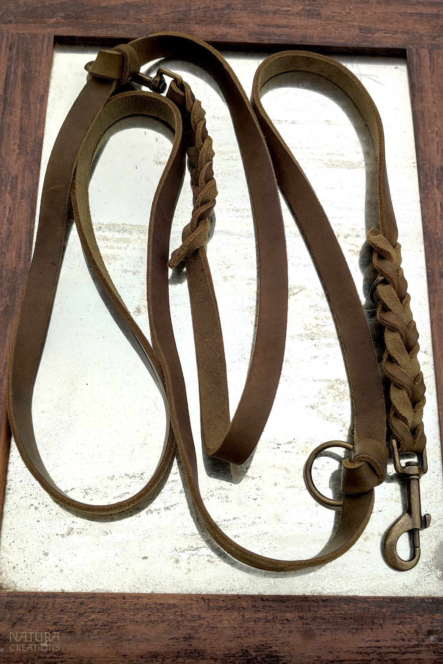 Traveller Dog Leash ⪼ Long Hand Braided Leather Leash