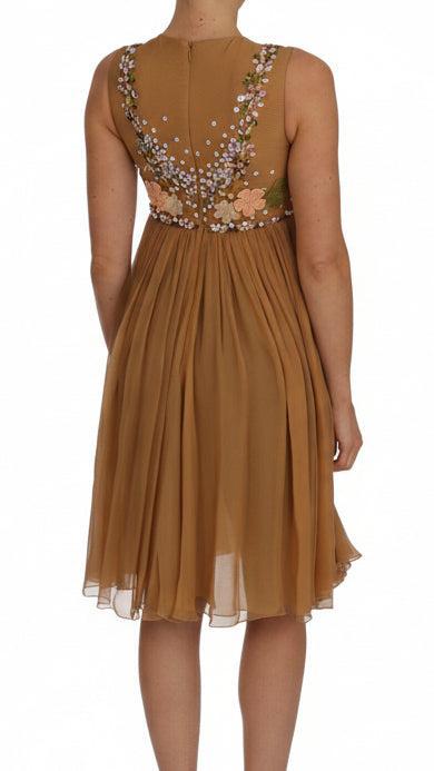 Dolce & Gabbana Crystal Silk Gold A-Line Gown Dress