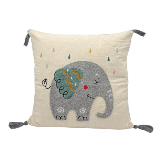 Dekokissen mit Punch Stickerei - Kids - Elefant Blau - 43 x 43cm
