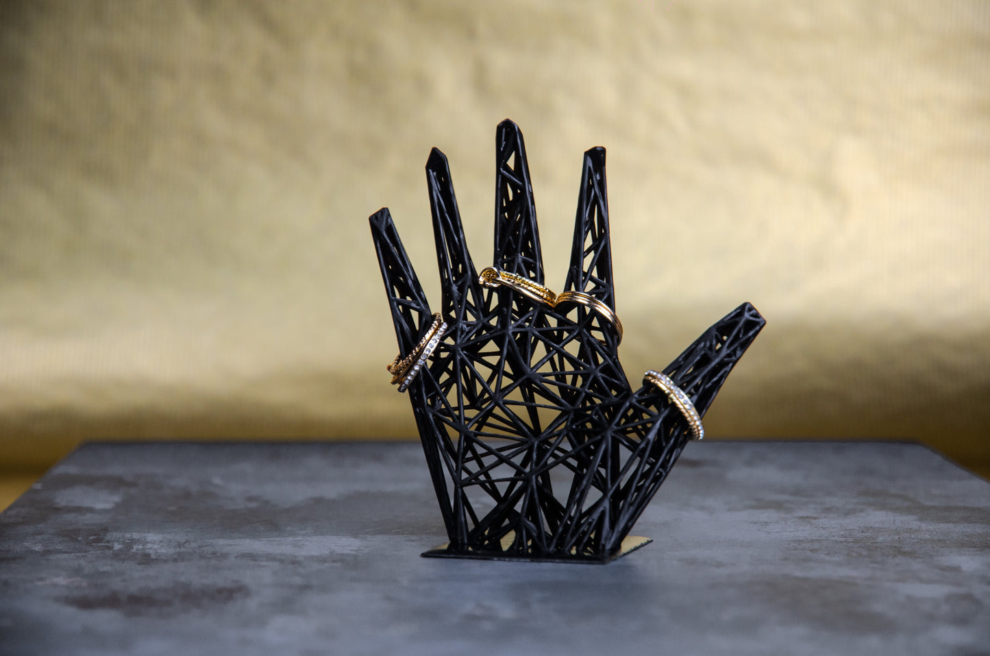 Resin Ring Holder – Black Jewelry Display for Modern Bathroom Decor