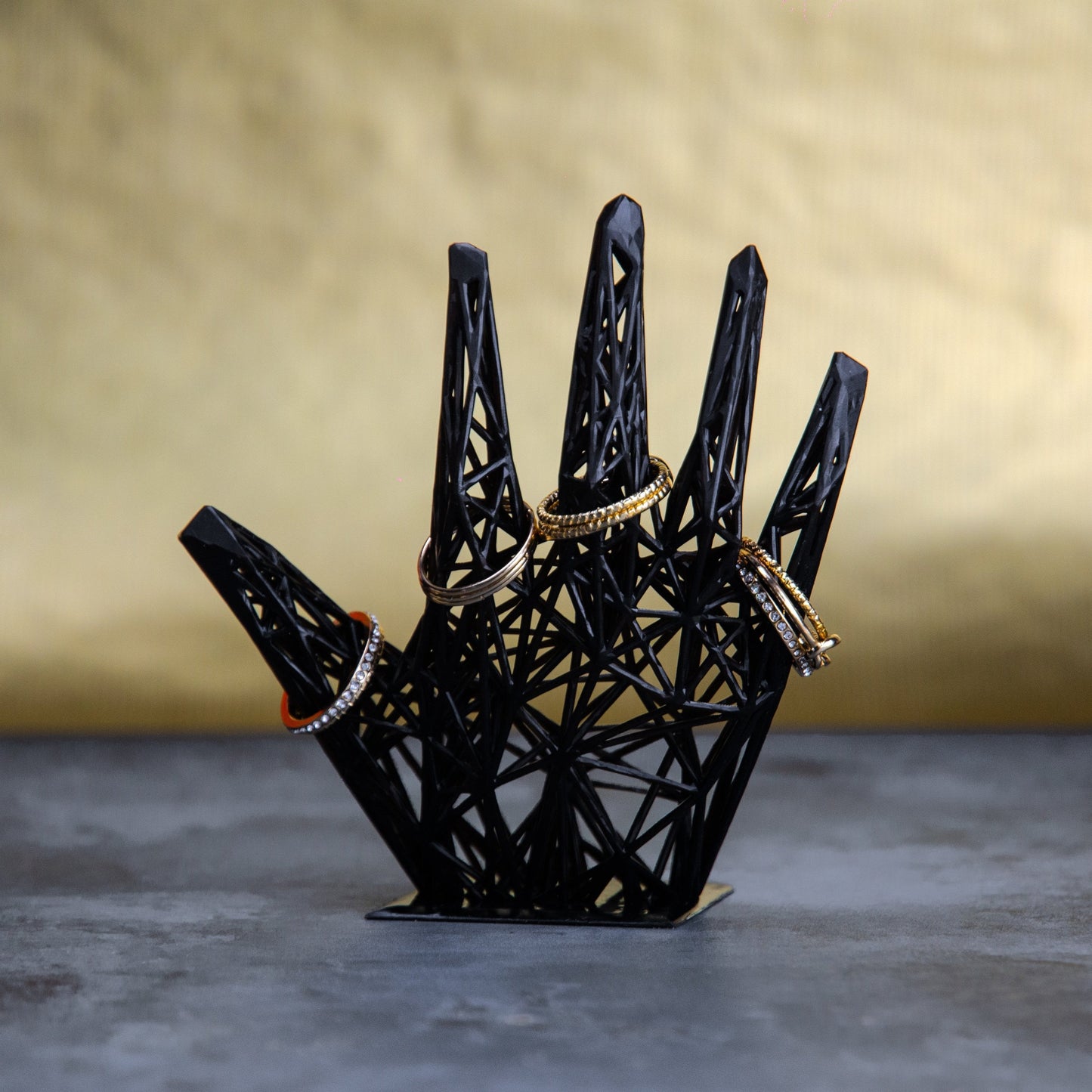 Resin Ring Holder – Black Jewelry Display for Modern Bathroom Decor