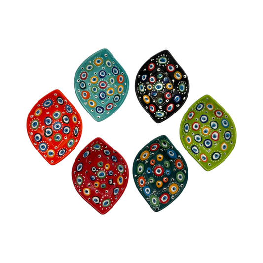 Keramikschale - 6er-Überraschungsset - Evil Eye Mandelform - Gemischte Farben