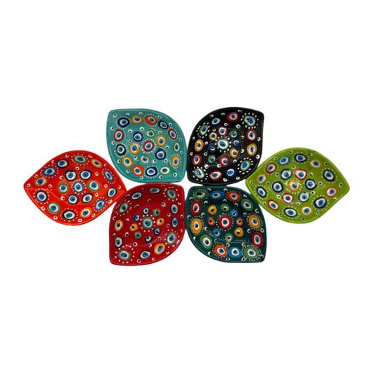 Keramikschale - 6er-Überraschungsset - Evil Eye Mandelform - Gemischte Farben