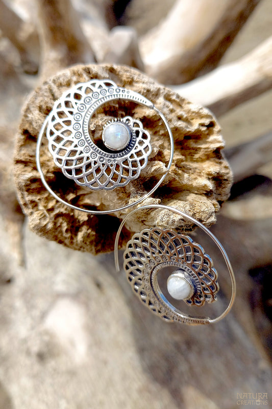 Akash Earrings ๑ Silver Plated Spiral Earrings