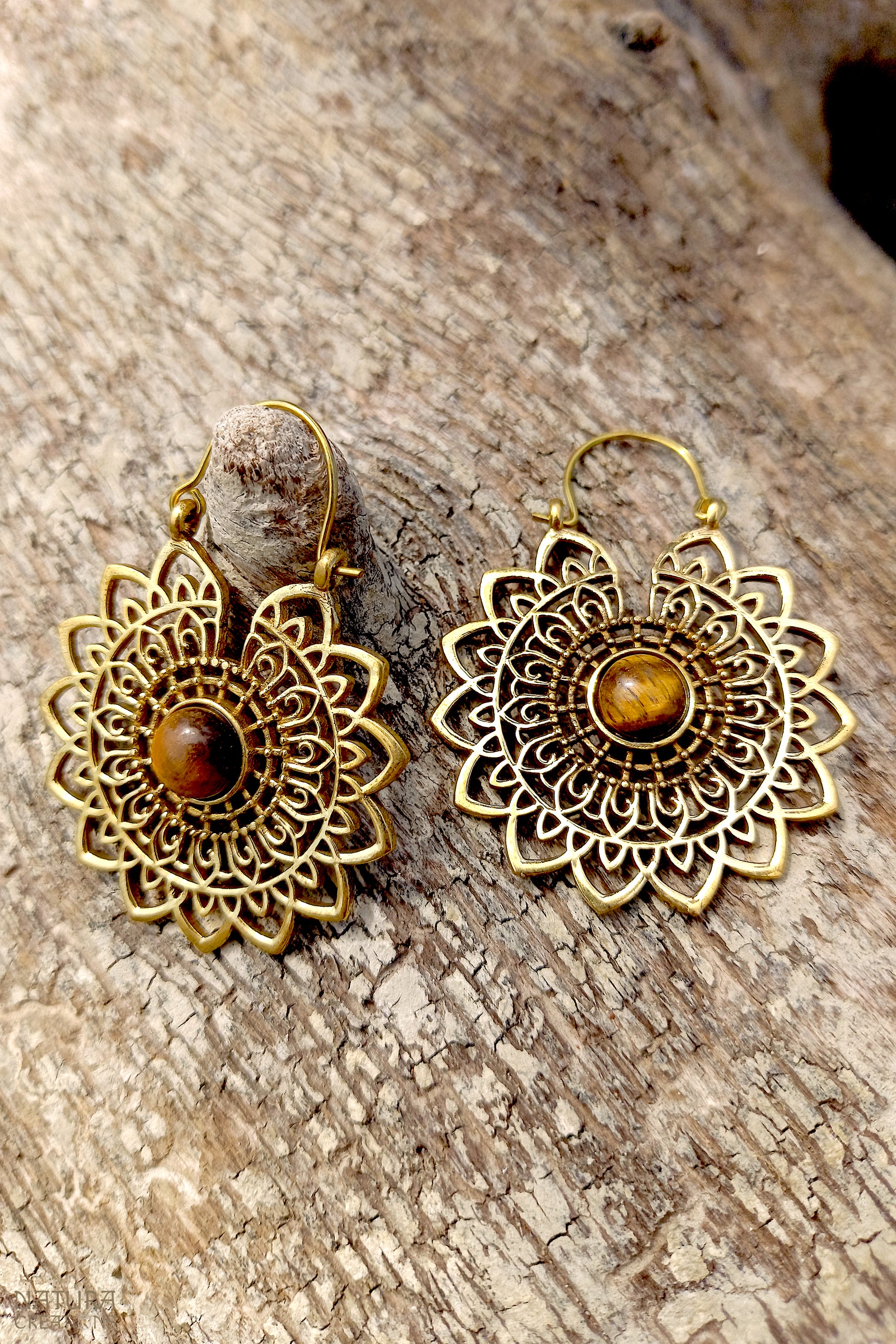 Mandala Flower Earrings ⪼ Handmade Brass Earrings