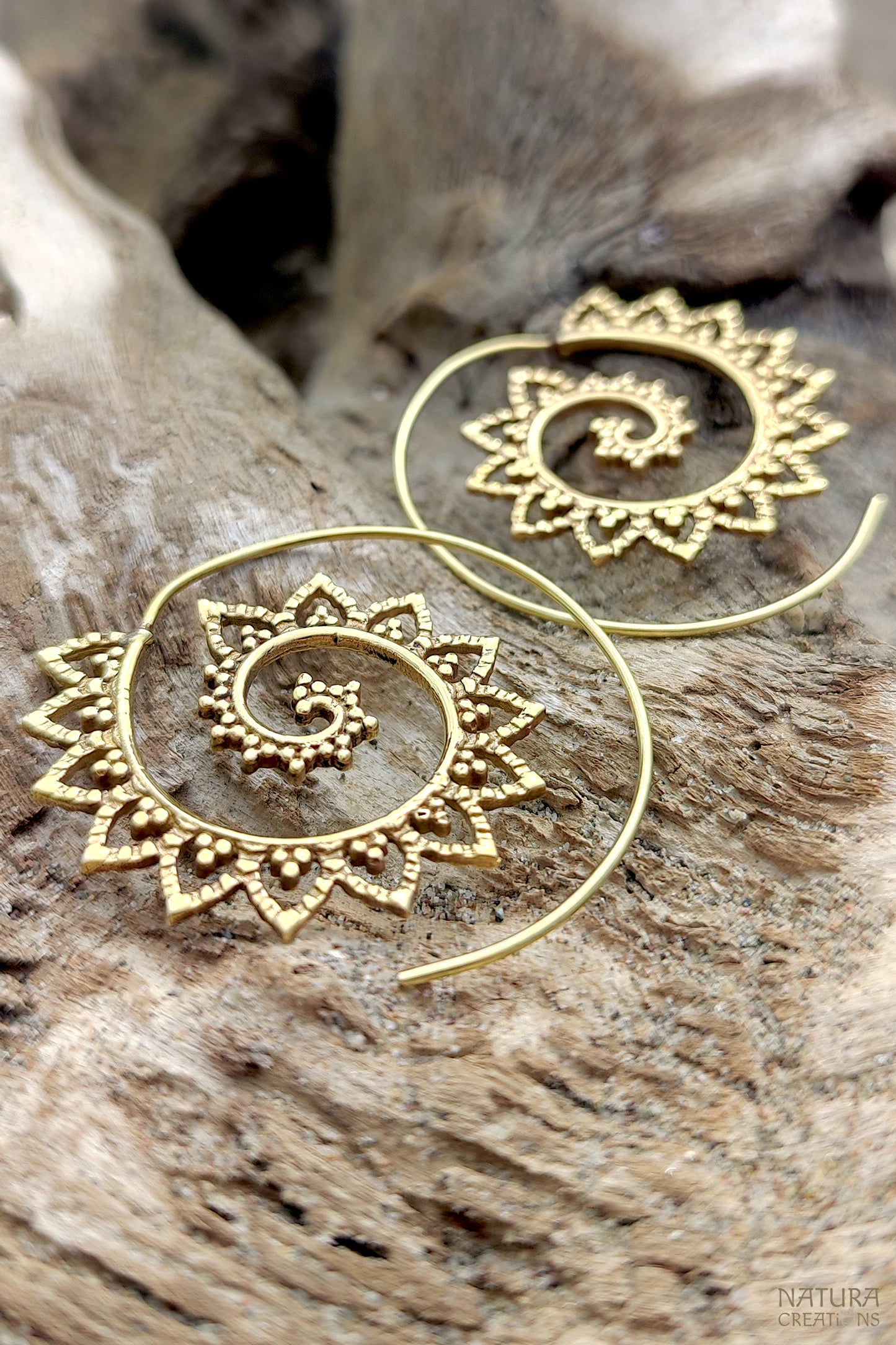 Spiral Fire Earrings ⪼ Handmade Brass Earrings