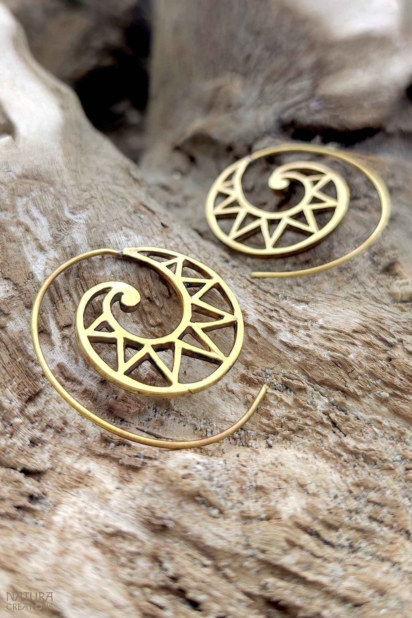 Spiral Sun Earrings ⪼ Handmade Brass Earrings