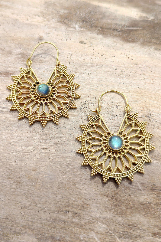 Tribal Lotus Earrings ⪼ Handmade Brass Earrings