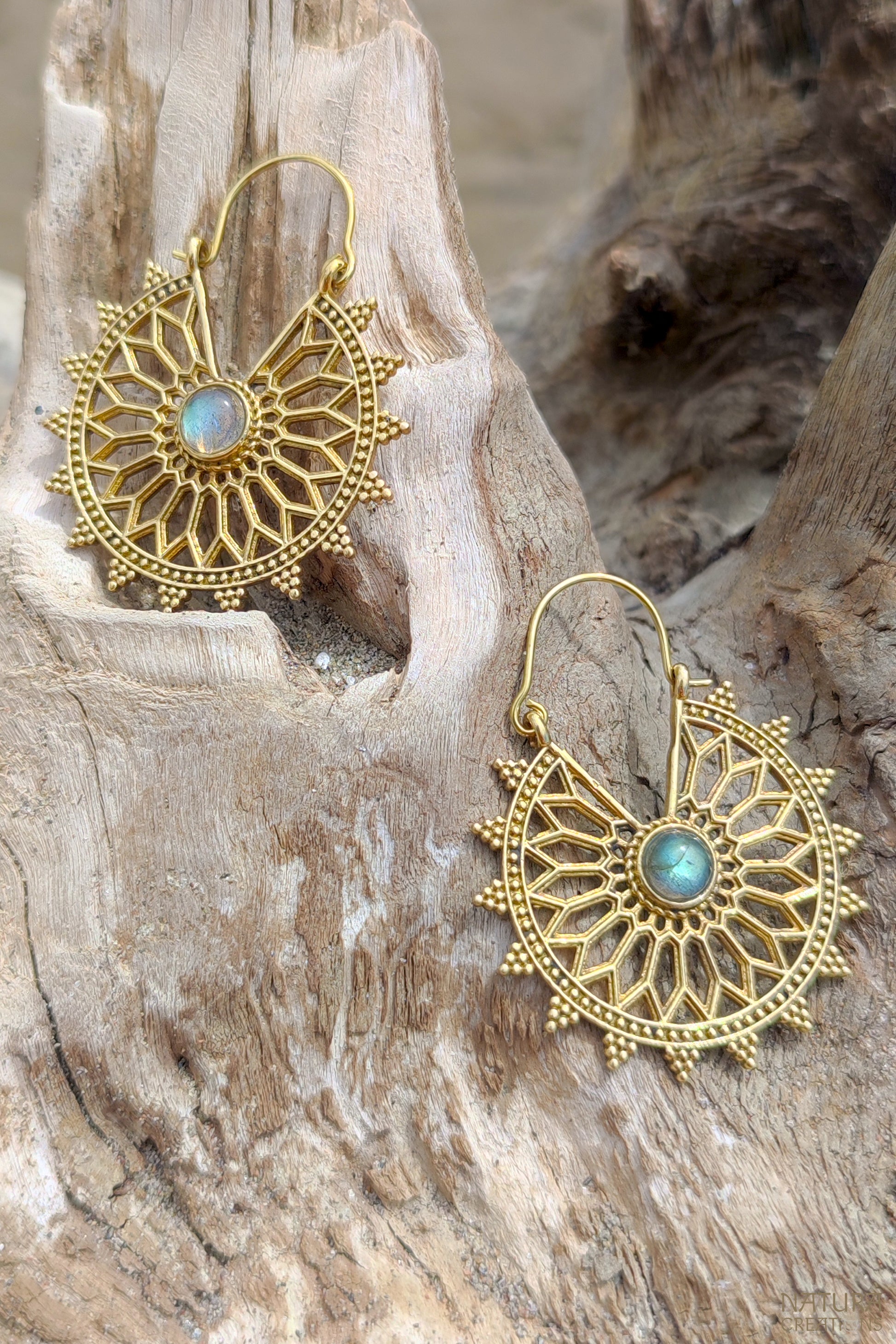 Tribal Lotus Earrings ⪼ Handmade Brass Earrings