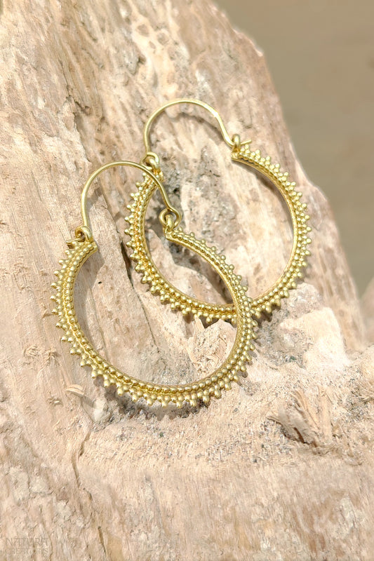 Tribal Hoop Earrings ⪼ Handmade Brass Earrings