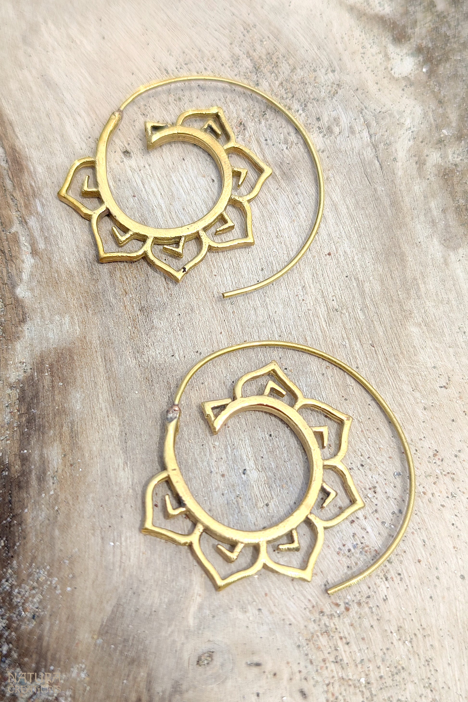 Spiral Flower Earrings ⪼ Handmade Brass Earrings