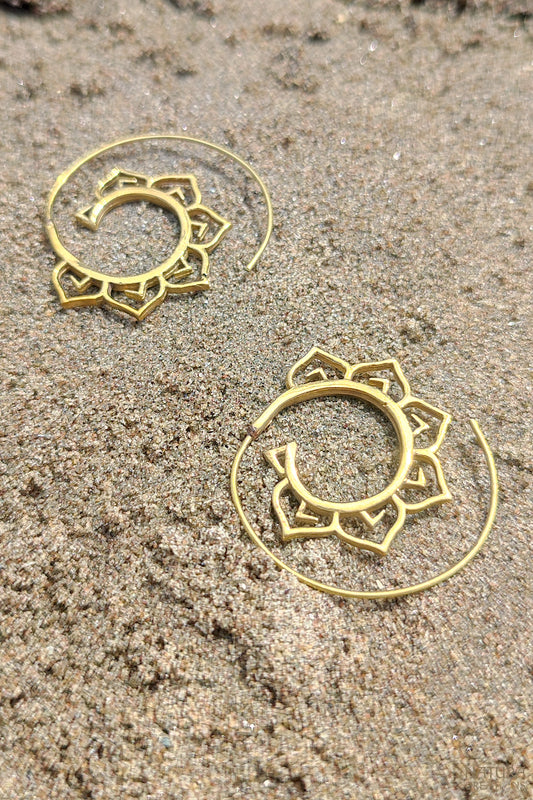 Spiral Flower Earrings ⪼ Handmade Brass Earrings