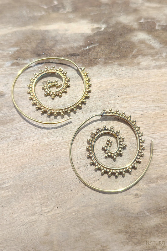 Spiral Tribal Earrings ⪼ Handmade Brass Earrings