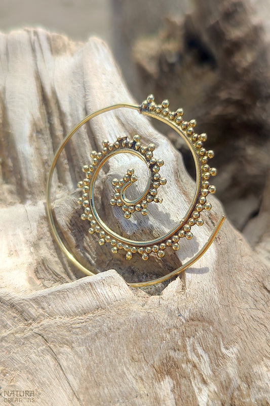 Spiral Tribal Earrings ⪼ Handmade Brass Earrings