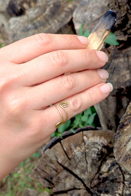 Spiral Brass Ring ꩜ Handmade Finger or Toe Ring
