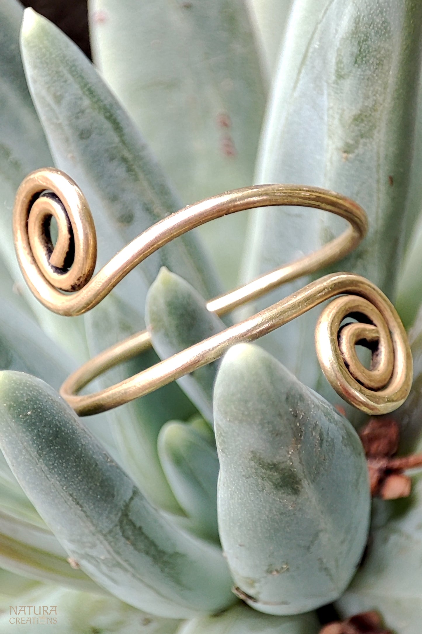 Spiral Brass Ring ꩜ Handmade Finger or Toe Ring