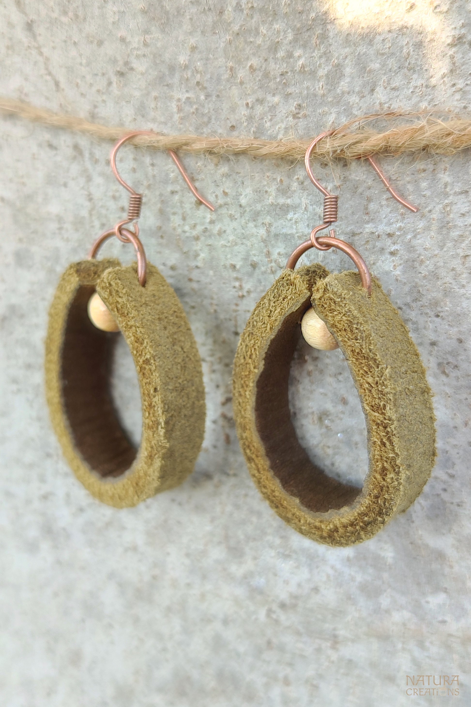 Natural Drop Leather Earrings