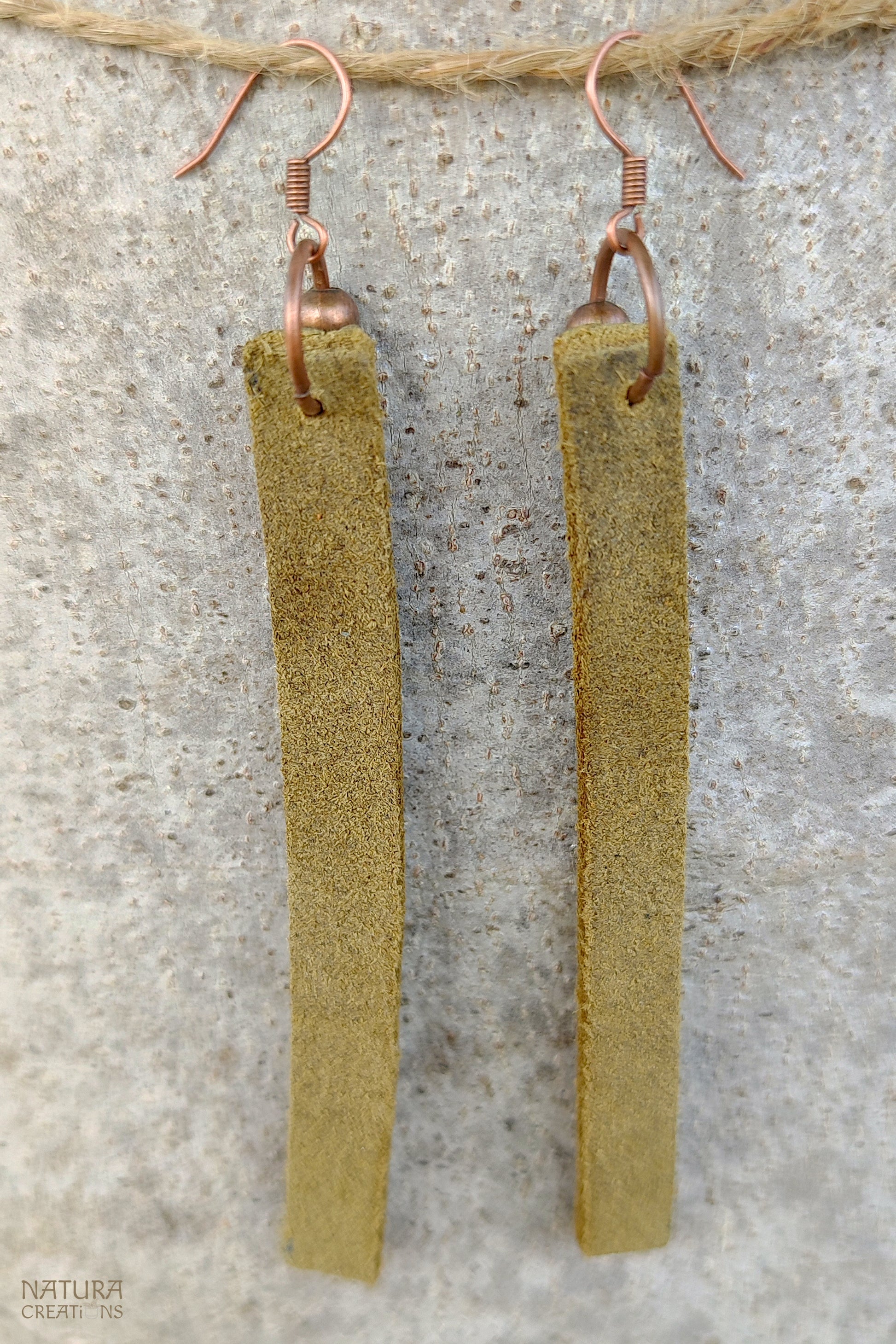 Long Handcrafted Leather Bar Earrings