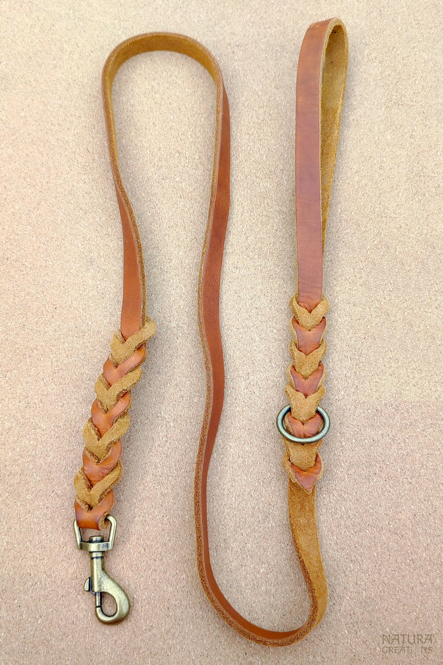 Short Leather Leash ⪼ Hand Braided Dog Leash