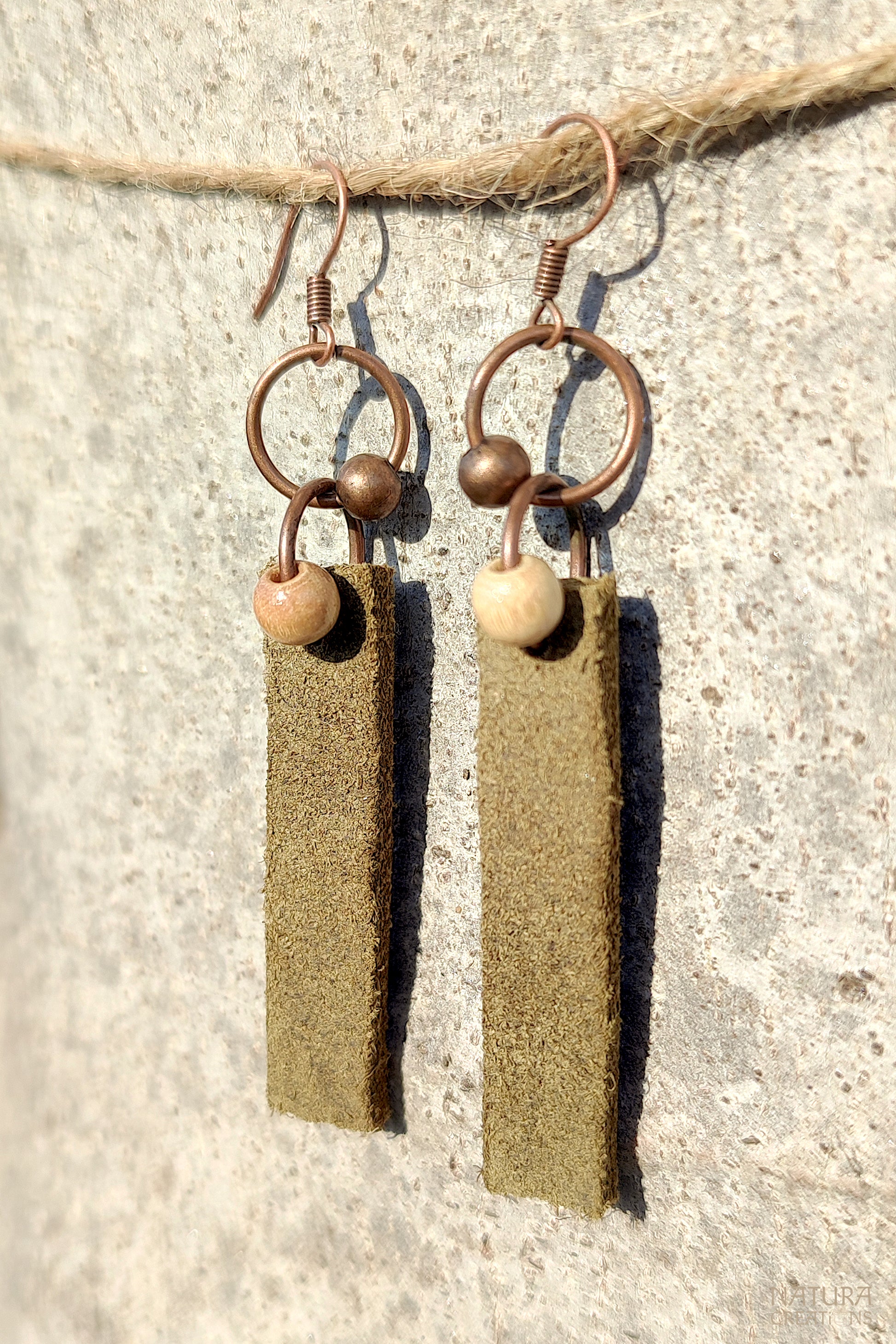 Daya Earrings ⪼ Handcrafted Leather Bar Earrings – Natura Creations